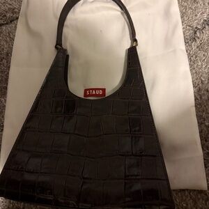 Staud Brown Croc Rey Purse